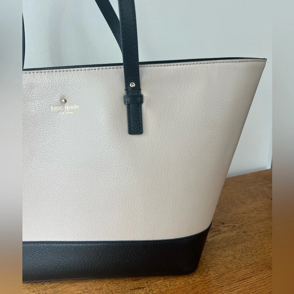 kate spade Tan and Black Two-Tone Leather Tote